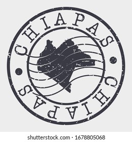 Chiapas, Mexico Stamp Postal. A Map Silhouette Seal. Passport Round Design. Vector Icon Design Retro Travel.