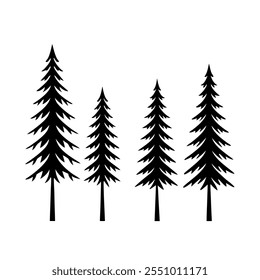 chiasmas Tree silhouette set vector with a white background