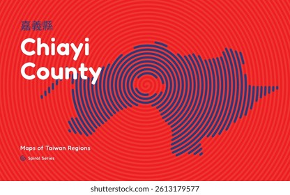 Chiayi County Map in Taiwan, Abstract Spiral Circle Style