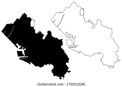 Chiba City (State of Japan, island country, Kanto region) map vector illustration, scribble sketch City of Chiba map