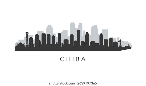 Chiba Japan Skyline with Cityscape, and Silhouette.