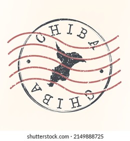 Chiba, Japan Stamp Map Postal. Silhouette. Passport Round Design. Vector Icon. Design Retro Travel National Symbol.