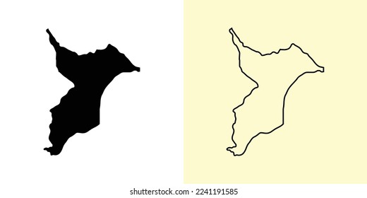 Chiba map, Japan, Asia. Filled and outline map designs. Vector illustration