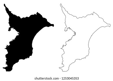 Chiba Prefecture (Administrative divisions of Japan, Prefectures of Japan) map vector illustration, scribble sketch Chiba map