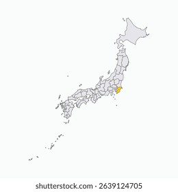 Chiba Prefecture highlighted on Japan map
