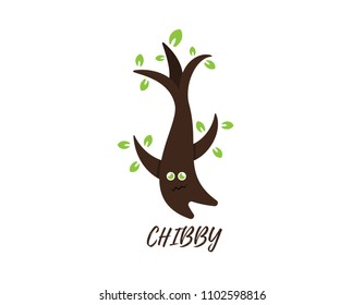 Chibby tree character cartoon logo design