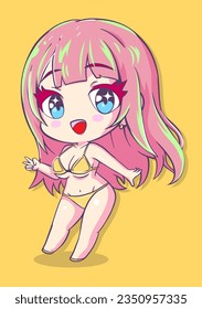 Chibi Anime Art Vector. Easy to use and Perfect for Streetwear Design, Merch, Fashion, Apparel, Stickers, and T-Shirt Prints.