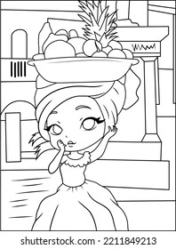 chibi anime girl living her everyday life coloring page
