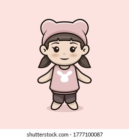 chibi anime girl mascot and character design