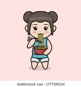 chibi anime girl mascot and character design