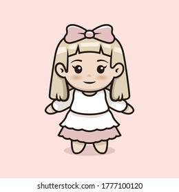 chibi anime girl mascot and character design