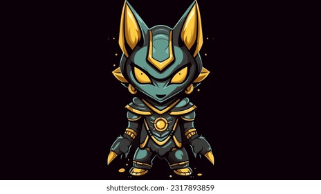 chibi Anubis cyborg mascot logo design