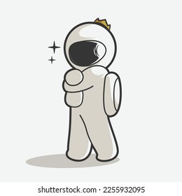 chibi astronaut act cool art illustration