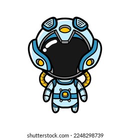 Chibi Astronaut Blue Isolated Vector, Kawaii Style