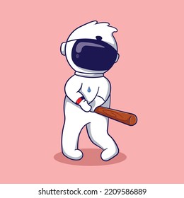 chibi astronaut holding a baseball bat while swinging