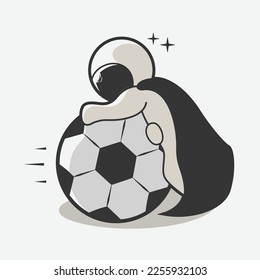 chibi astronaut hugging ball art illustration