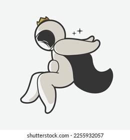 chibi astronaut jump art illustration