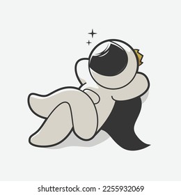 chibi astronaut relax and chill art illustration