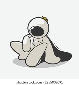 chibi astronaut relax and chill art illustration