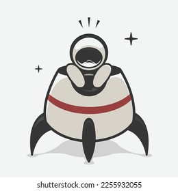 chibi astronaut in rocket art illustration