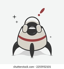 chibi astronaut in rocket art illustration