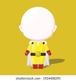 chibi bald man super hero