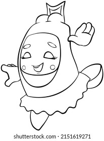Chibi ballerina. Element for coloring page. Cartoon style.