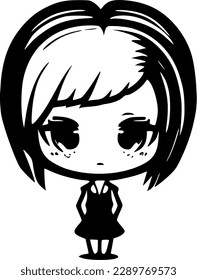 Chibi | Black and White Vector illustration