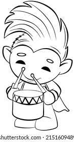 Chibi Boy. Element For Coloring Page. Cartoon Style.