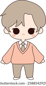 Chibi Boy Wearing Sweater Illustration