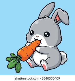 Chibi Bunny Eating A Carrot