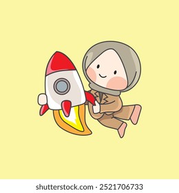 chibi business hijab rocket start up