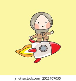 chibi business hijab rocket start up