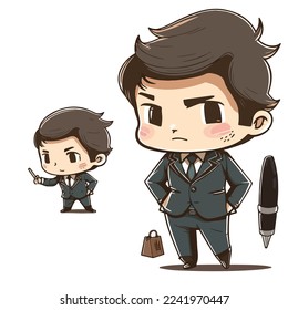 Chibi Business Man Character Illustration set