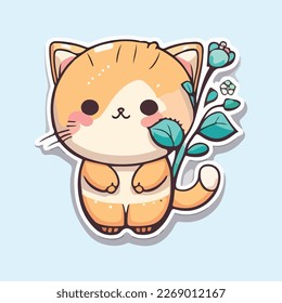 chibi cat style vector art cute sticker