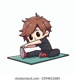 chibi character doing stretching movements