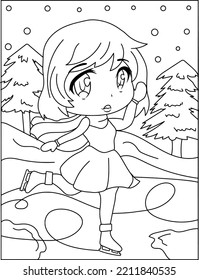 chibi christmas girls coloring image anime looking girls