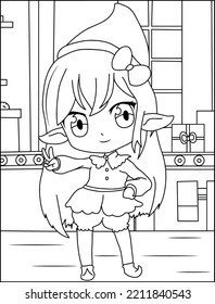 chibi christmas girls coloring image anime looking girls