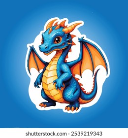 Chibi Cute Blue Dragon Sticker