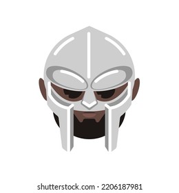Chibi Cute Cartoon Cool Fun Face Head Black Man Masked Rapper Doom MF Vector EPS PNG