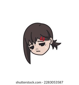 Chibi Cute Cartoon Cool Fun Funny Avatar Kobeni Knife Blade Devil Hunter Chainsaw Man Fan Art Vector EPS PNG Transparent No Background Clip Art