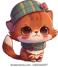 Chibi Cute Cat Character Sticker