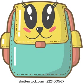 chibi cute kawai bag, vector design and doodle art. for children book, logo, icon and others.