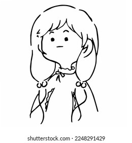 chibi cute little anime girl black and white vector 