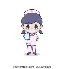 Chibi diseño de carácter de enfermera lindo
