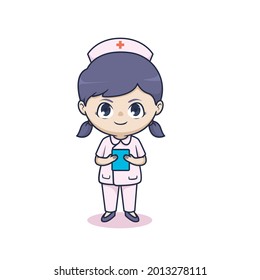 Chibi diseño de carácter de enfermera lindo