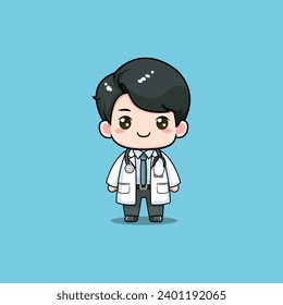 chibi cute vector, male doctor 