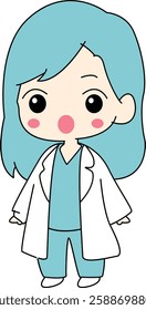 Chibi Female Doctor in Scrubs