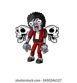 Ilustración vectorial de cráneo y fantasma Chibi