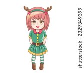 Chibi Girl Anime Christmas Elf Costume